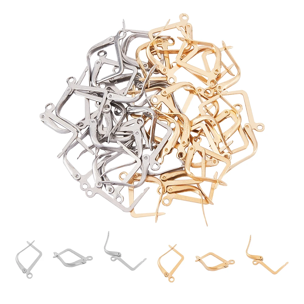 40pcs Stainless Steel Leverback Earrings Mixed Color DIY Earring Making Vacuum Plating Lever Back Earring Donut Bails Fit