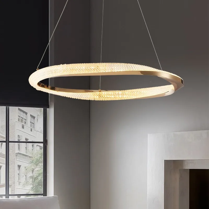 Fishing cord pendant led ring Light luminaire Luxury Living Room Lamp Restaurant Bedroom  Model Room Ring Chandelier lighting