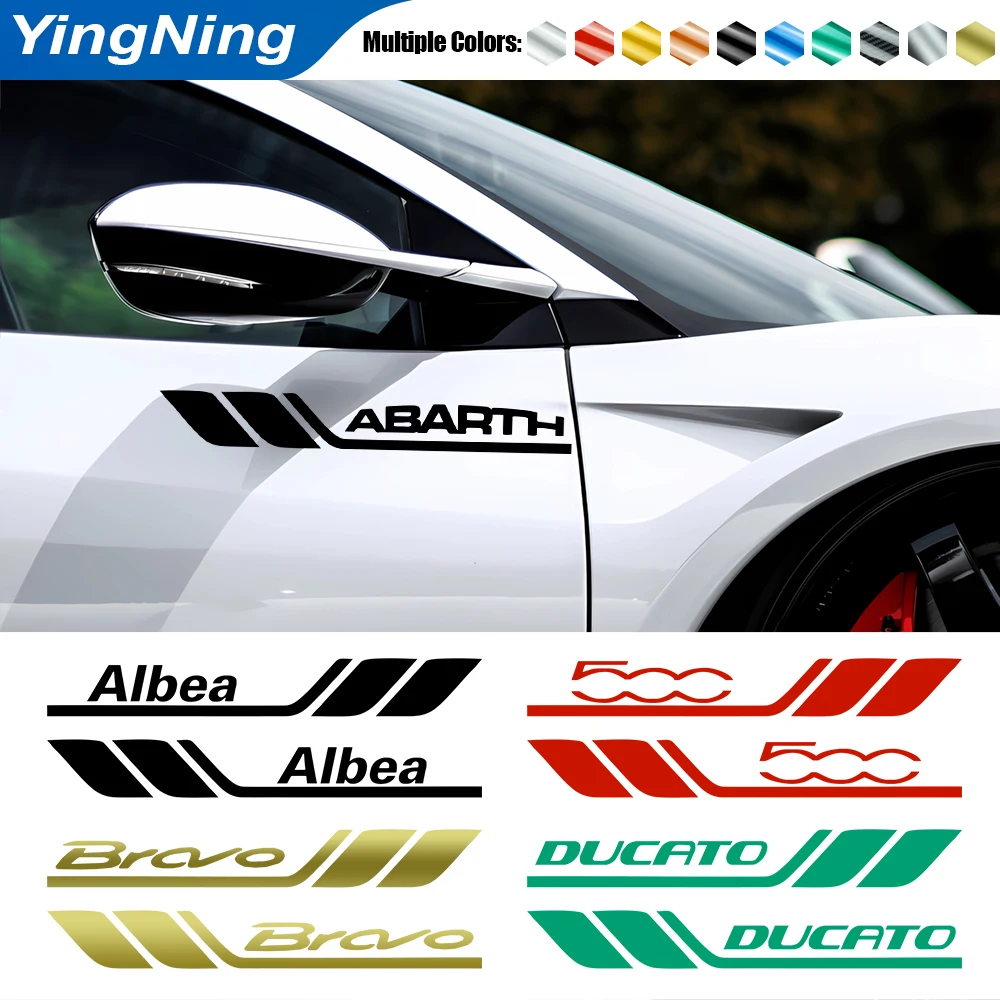 2pcs Side sticker Car trim door vinyl decal sticker For Fiat Viaggio Abarth Punto 124 125 500 Argo Mobi Tipo Auto Accessories