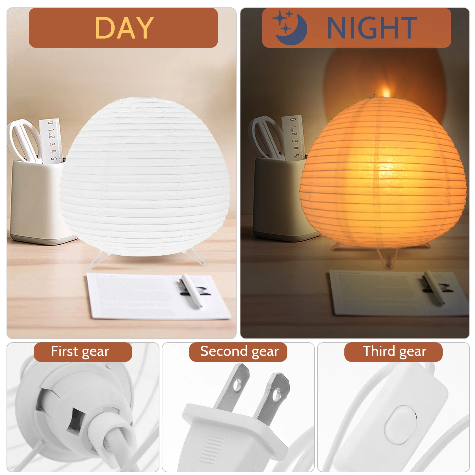 الأرز ورقة مصباح لينة ضوء الليل لغرفة النوم الجدول فانوس النمط الياباني أباجورة الحديثة غرفة النوم إضاءة زينة #2