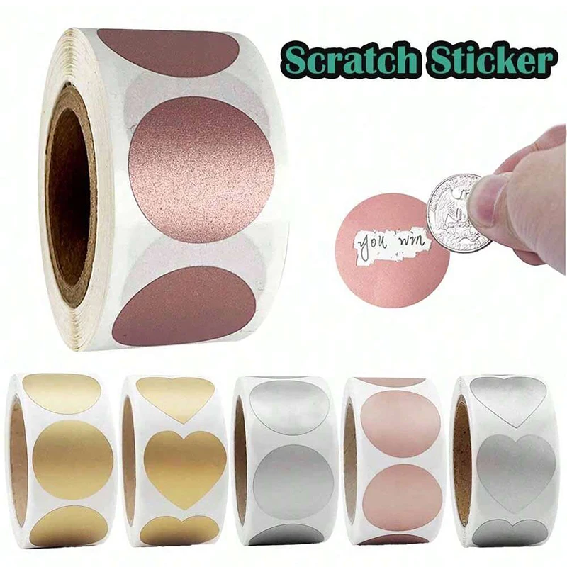 

300Pcs Waterproof Scratch Stickers 2.5cm/1.0inch per Roll for Promotion Lottery Games Fun Hidden Information Learning