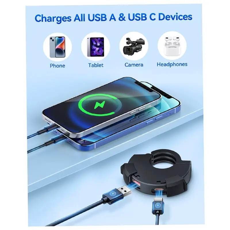 B27B Usb Fast 12V Motorcycle With Type-C Interface Cell Phone Port Power Outlet Waterproof Socket Plug Adapter