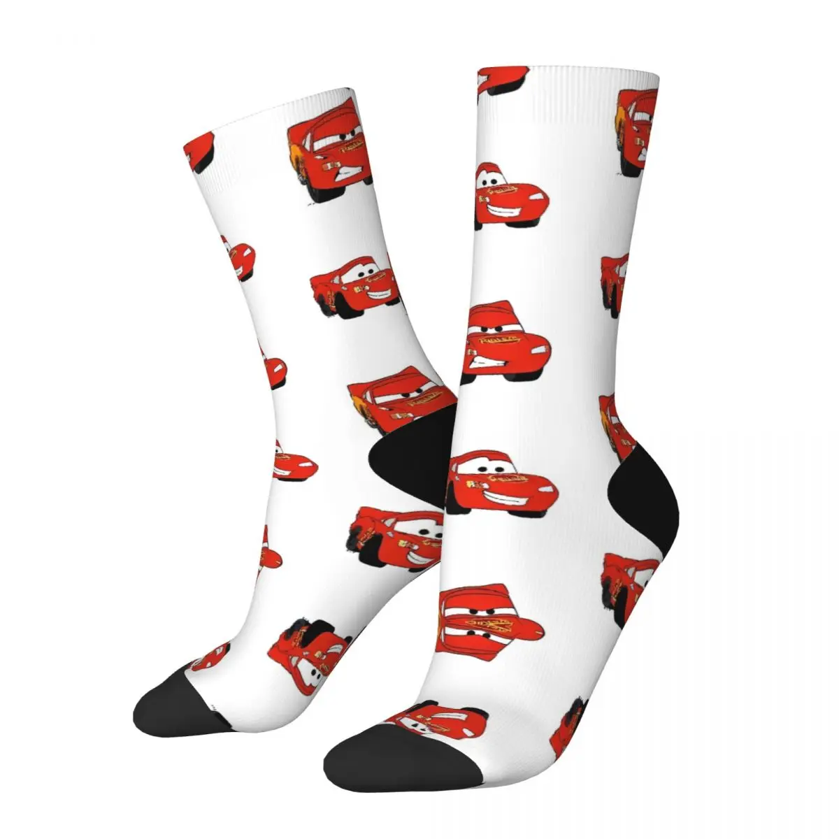 Lightning Car Mcqueen Stuff Crew Socks Cozy Sport Middle Tube Stockings Soft for Unisex Birthday Present