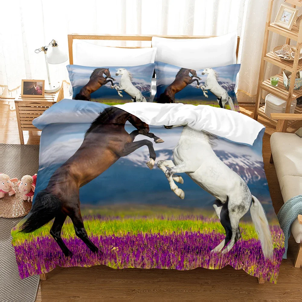3D Print Horse Bedding Set For King Size, Duvet Cover, 200x200 With Pillowcases, Double Bed Set, 2 People, Luxury Quilt Sets