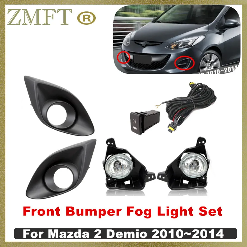 

Левый и правый передний бампер, противотуманная фара в сборе для Mazda 2 Demio 2010 2011 2012 2013 2014 с галогенными лампами H11