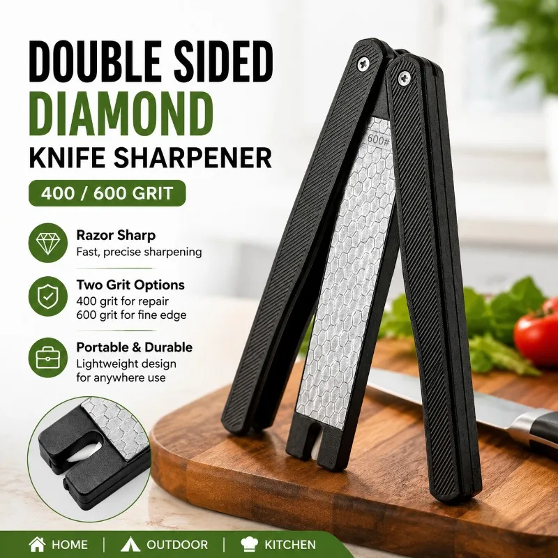 Outdoor Foldable Multi‑functional Sharpener Portable Diamond‑grit Whetstone Hand‑held Polishing Gadget for Blades Knives Restore