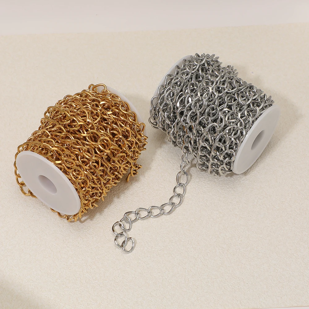 1 Meter Edelstahl-Kubanische Ketten 18K PVD-Vergoldete Ketten für DIY-Handwerk Schmuckzubehör Herren-Halsketten Armbänder Herstellung – Detail 5