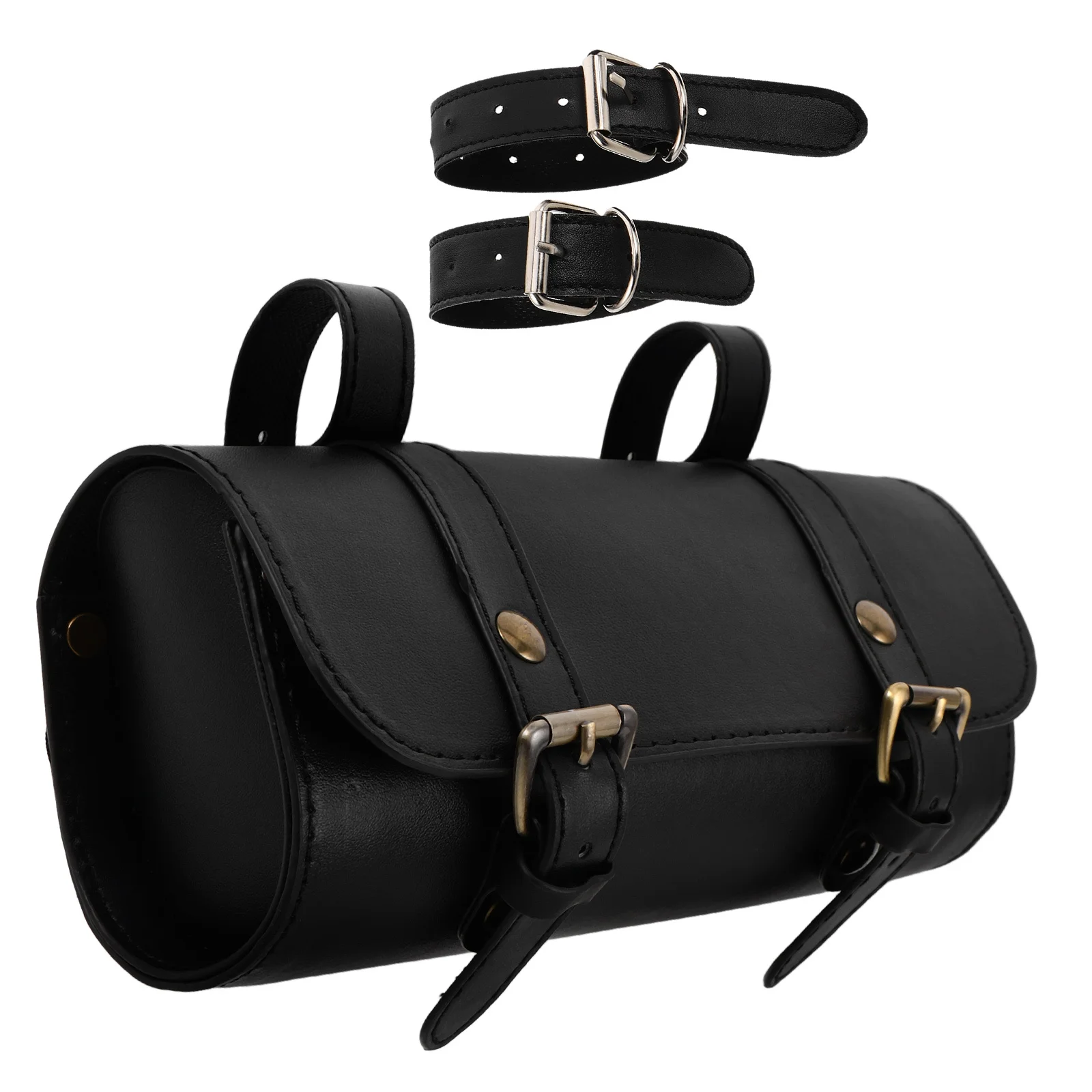 

Retro Motorcycle Bag Hard Shell Pu Mini Saddlebag For Universal Front Fork Handlebar Storage Vintage Motorbike Tail Box