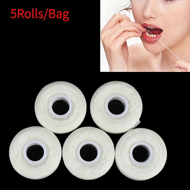 *5Rolls/Bag 50m Dental Flosser Oral Hygiene Floss Teeth Cleaning Mint Flavor Tooth Wax