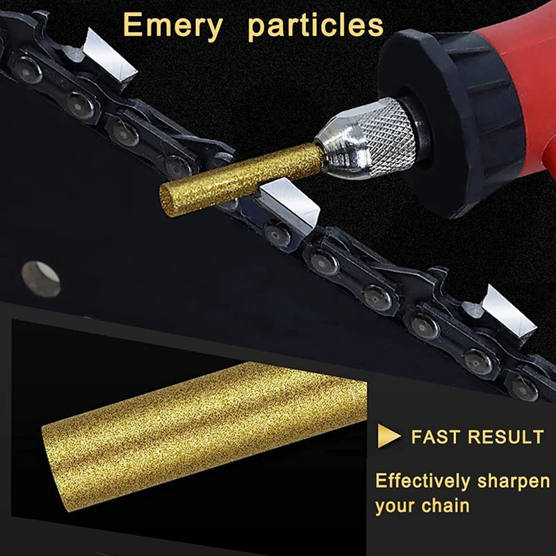 12 Pack Diamond Chainsaw Files, Burr Grinding Stone File, Titanium Plated Sharpening Wheels Chainsaw Sharpener