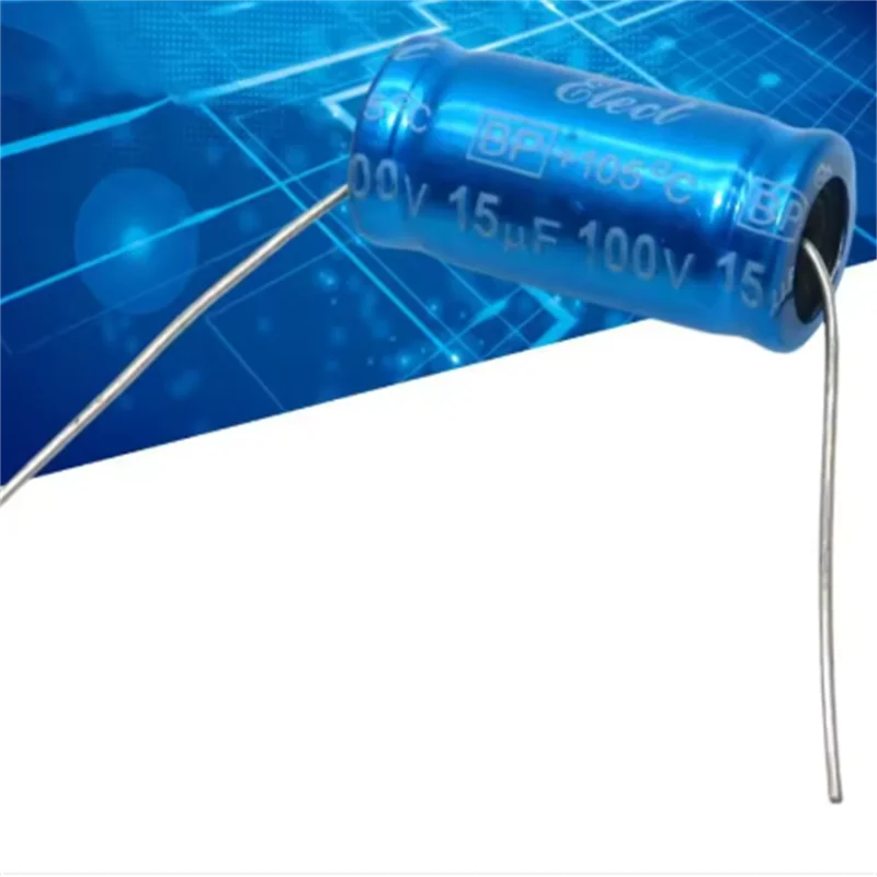 5PCS Blue Robe 15UF 100V Audio Frequency Divider Axial Poleless Capacitor Fever Capacitor 100V 15UF 13X26mm