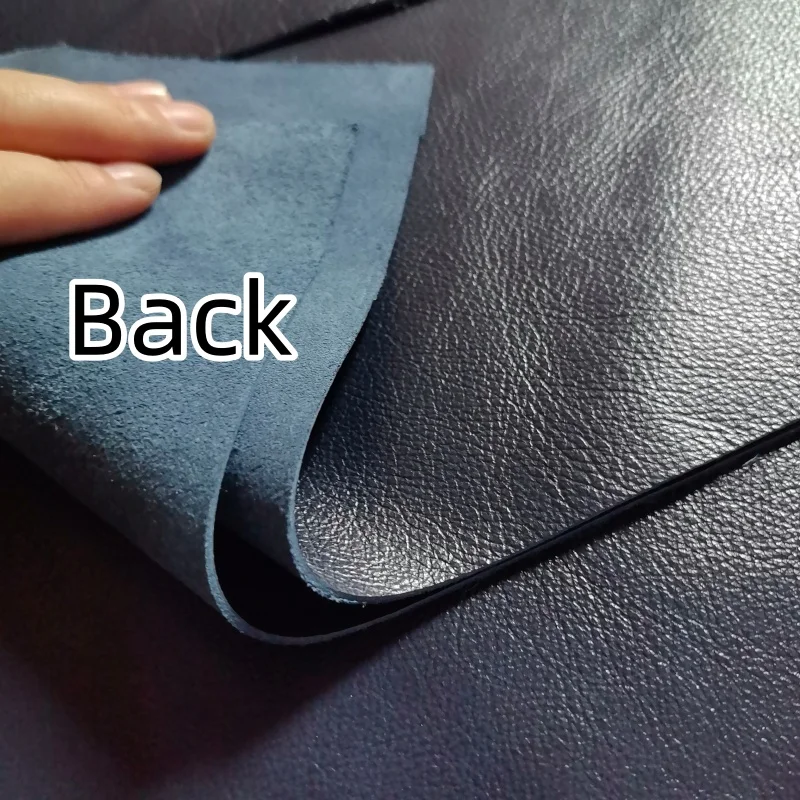 1.2mm Dark-Blue Waxed Cowhide. Top-Grain Genuine Leather Material. For Handmade DIY Card Wallets. Full-Sheet Cutting.