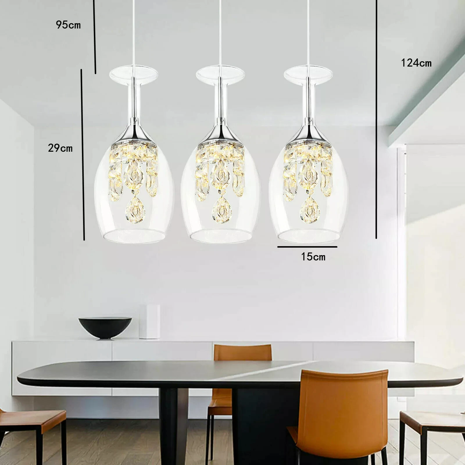 

LED Crystal Wine Glass Pendant Light - Modern Dining Room Chandelier Ceiling Fixture