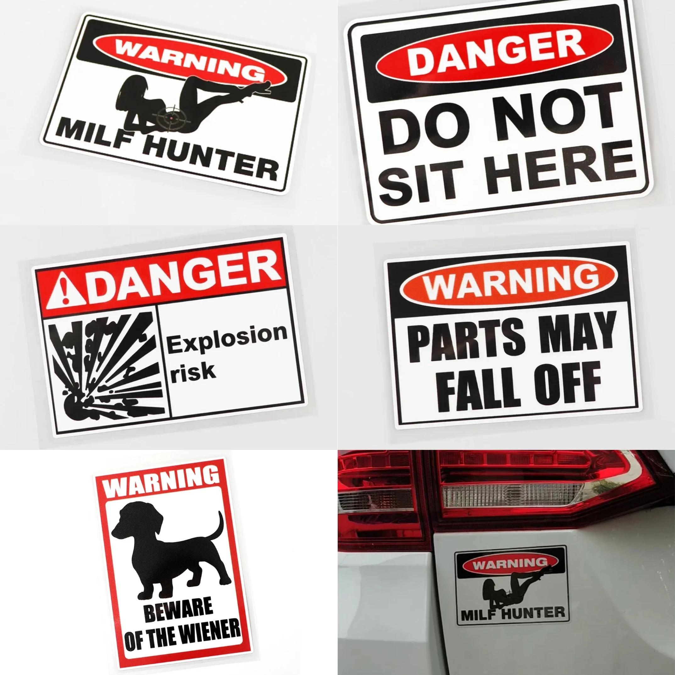 

Danger Warning Car Sticker - Reflective Vinyl Decal for Vehicle Window/Truck, Safety Warning Sign, Waterproof Scratch-Resistant