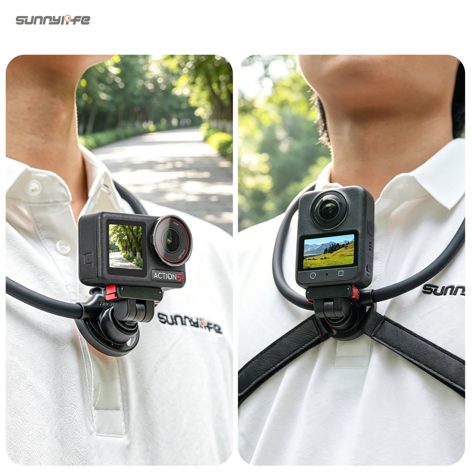 Sunnylife For DJI Osmo 360 Magnetic Neck Bracket Action5Pro/4/3/2 First View Bracket Camera Accessories