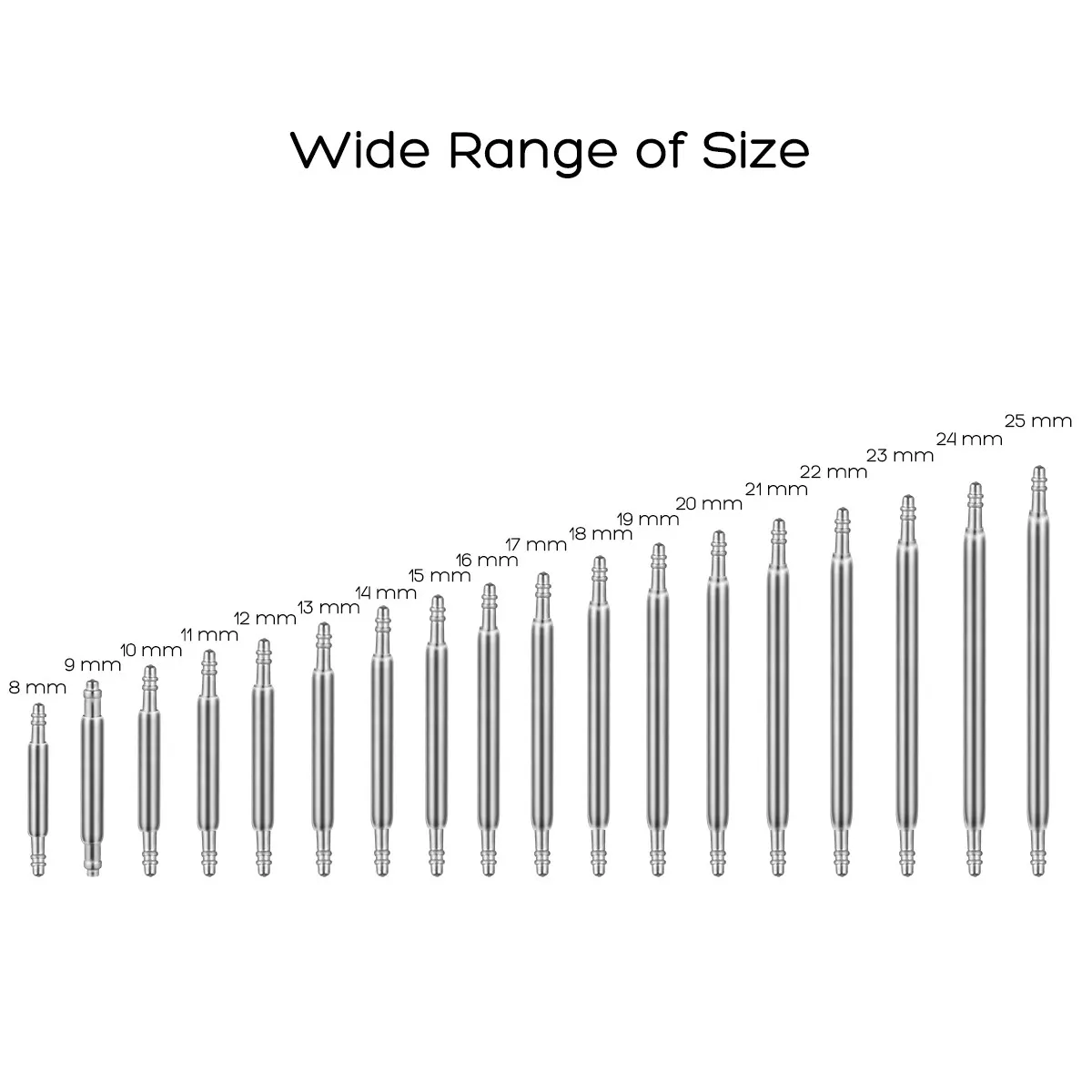 360Pcs Stainless Steel Watch Band Pin Spring Bars 18 Different Sizes 8Mm to 25Mm Silver Metal Strap Link Replacement Kit