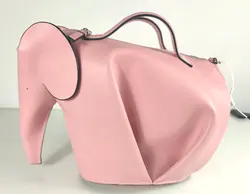 Borsa a forma di elefante gigante Sakura rosa in vera pelle realizzata a forma di animale carino borsa a tracolla a tracolla Tote regalo in pelle bovina