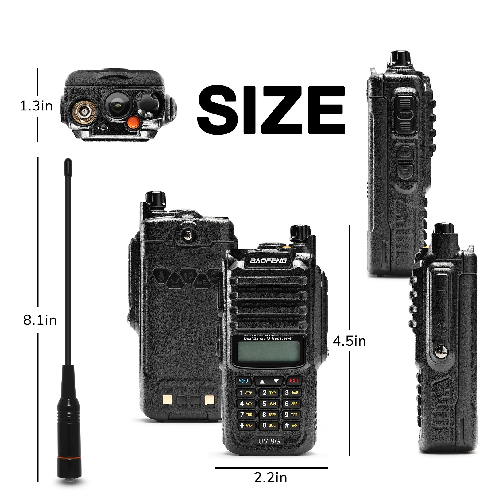 Imagem -05 - Baofeng Uv-9g Gmrs Rádio Ip67 à Prova Dip67 Água Banda Dupla Noaa Scanner Pcs