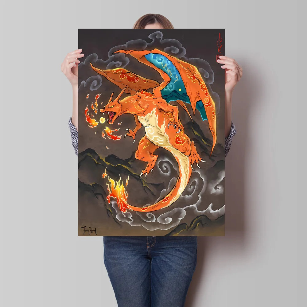 Gambar Kartun Pokemon Charizard Cetak Kanvas Anime Klasik Gambar Rumah Modern Poster Dekorasi Ruang Tamu Berbagai Ukuran