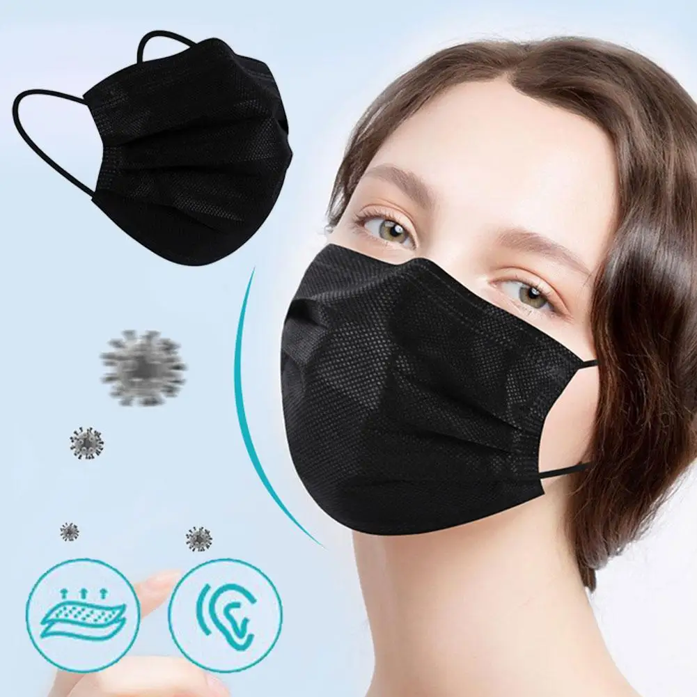 Fast Delivery Mascarillas Mask Disposable Non Wove Breathable Meltblown Masque Filter Mask Face Ply Mouth 3Layer Cloth Mask H6W9