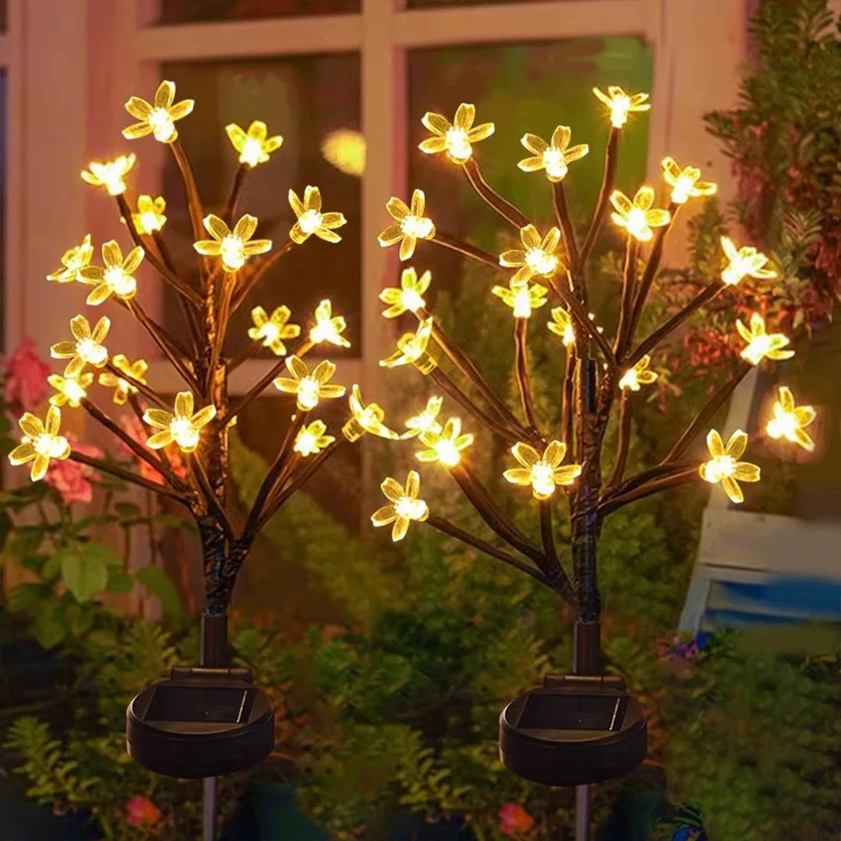 

Solar Cherry Blossom Ground Lamp Waterproof Garden Powered Light Led Lights Landscape Flower Outdoor Atmosphere Pathway Lighting