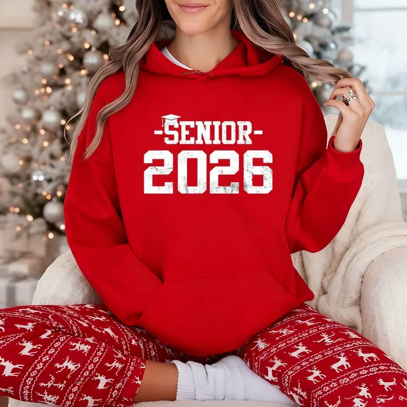 

Толстовки с капюшоном для выпускного вечера Senior 2026 Рубашка для пожилых людей 2026 года. Старший подарок. Класс 2026. Термотолстовка в подарок на выпускной