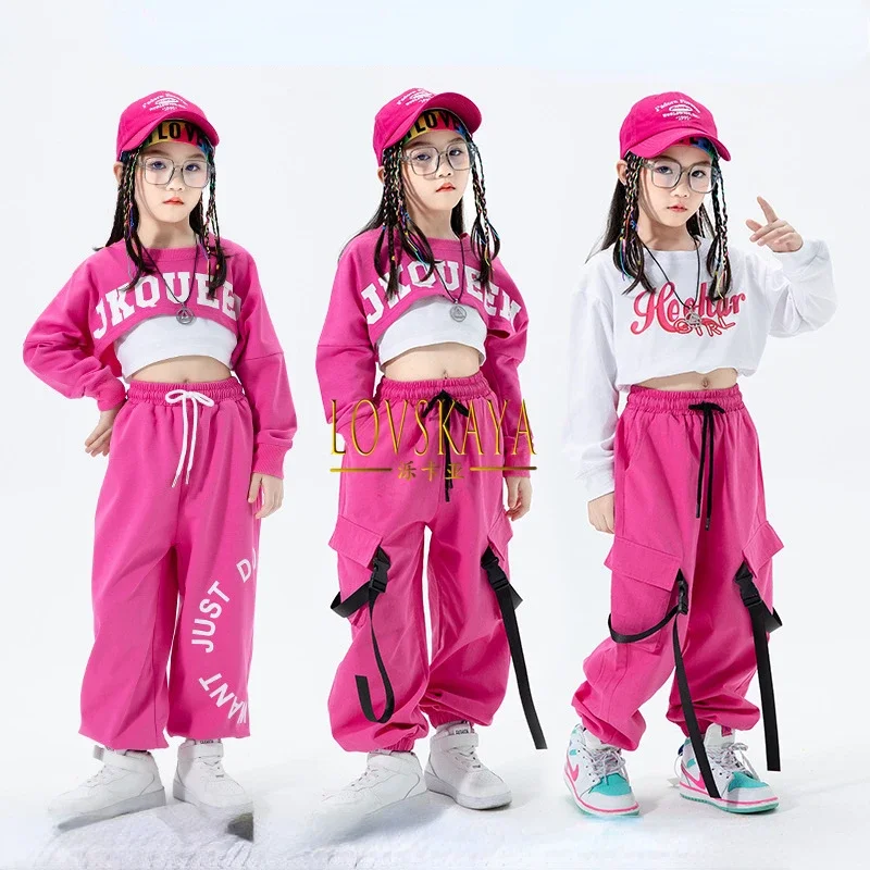 

Fashion Clothes Jazz Dance Performance Dress Girls Hip-hop Suit Cool Belly Button Exposed Clothing Children