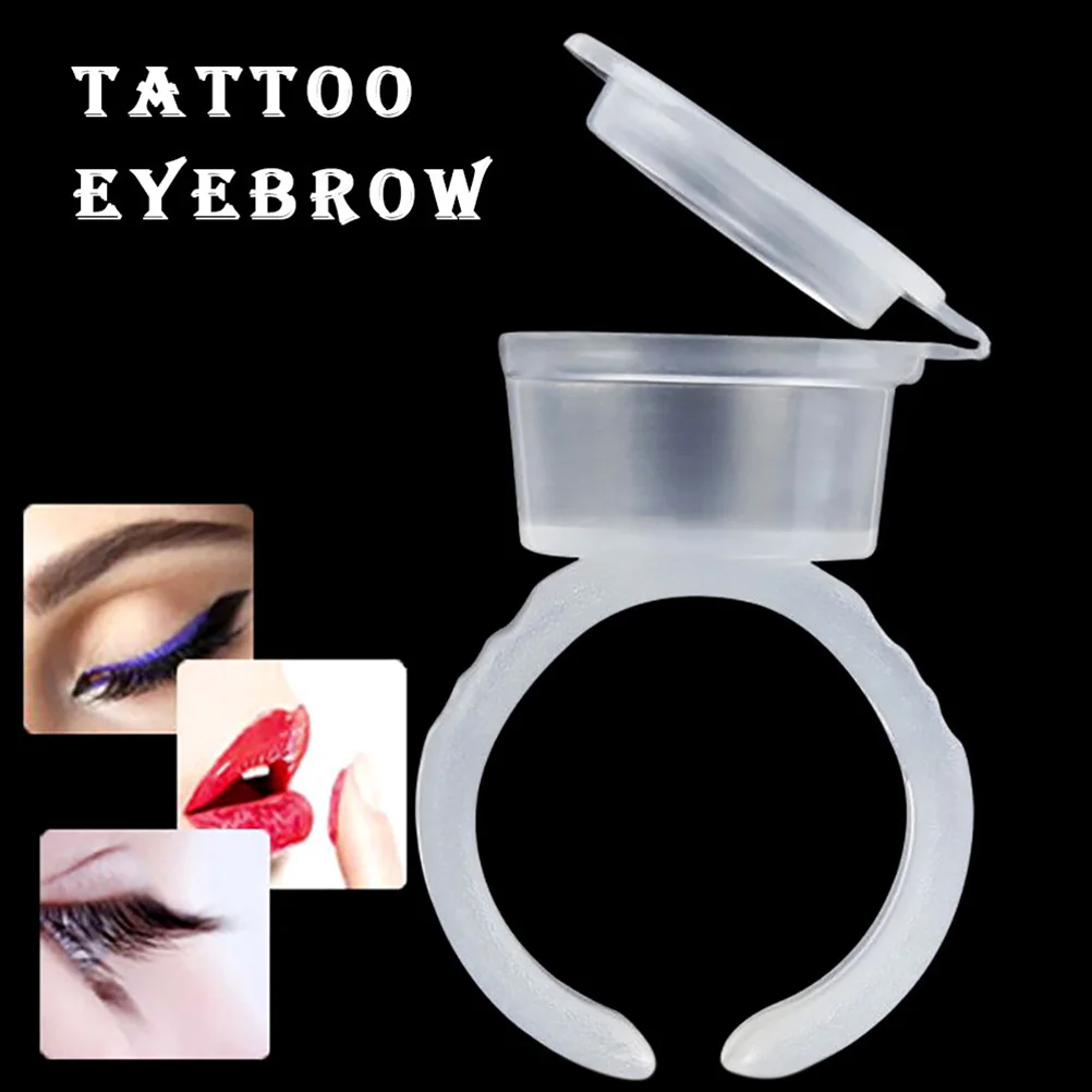 

50Pcs Ink Ring Cups Superior Quality Disposable Clear Containers for Eyebrow Tattooing Pigment Holder Rings and Cups