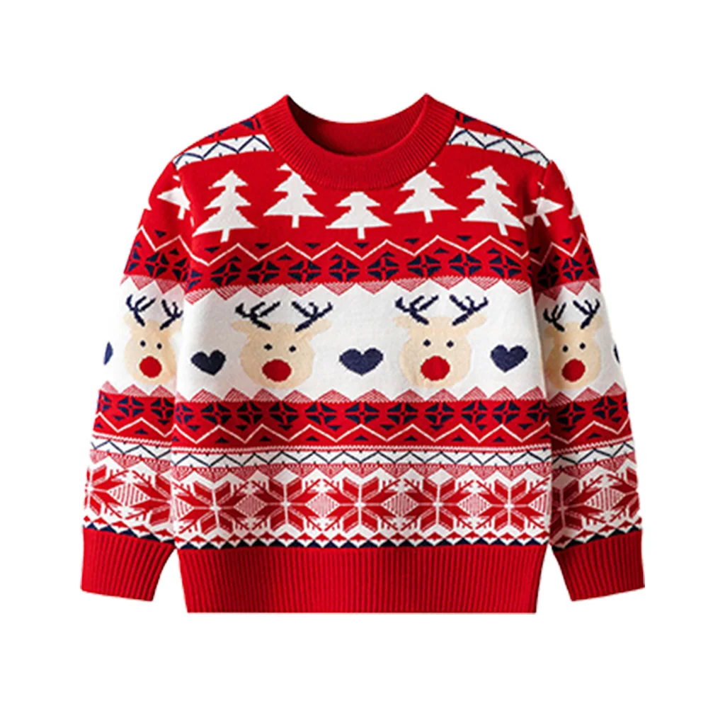 Fall  Winter Kids Christmas  Sweater Baby Clothes Children Knitting  Santa Claus Pullover Newborn Cartoon Sleight Deer Sweater