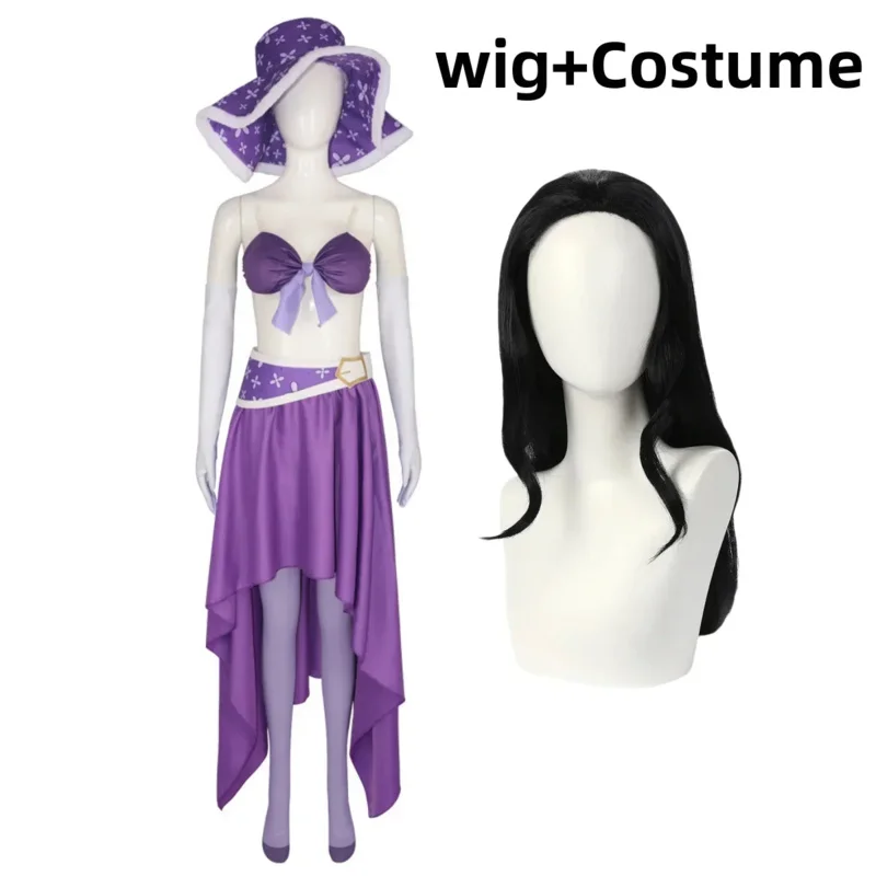 

Anime Nico Robin Miss Allsunday Cosplay Costume 15th Anniversary Purple Skirt Hat Uniform Wig Woman Sexy Carnival Party Suitc;6,