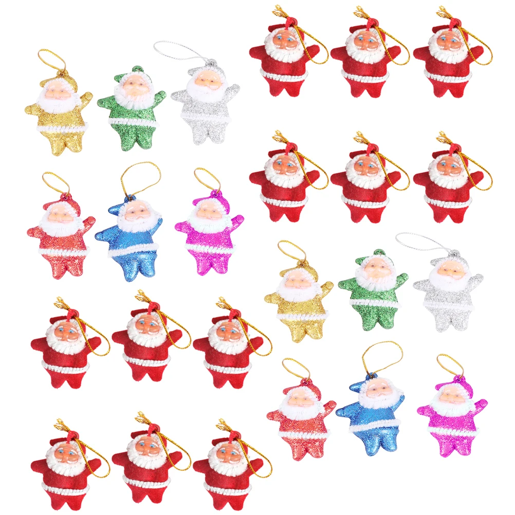 

24 Pcs Santa Pendant Christmas Ornament Clearance Hanging Decorations Adorable Festival Decorative Pendants Holiday Metal