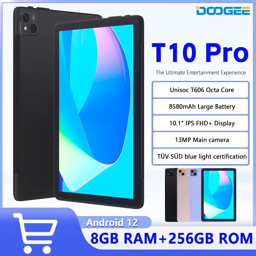 DOOGEE T10 Pro Tablet PC 10.1 "FHD + Display certificazione tfuv sü8580 mAh 8GB + 128GB T606 Octa Core 4G 13MP fotocamera Android 12