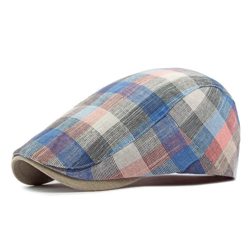 Spring and Summer Cotton Stripe Print Newsboy Caps Flat Peaked Cap Men and Women Painter Beret Hats 165