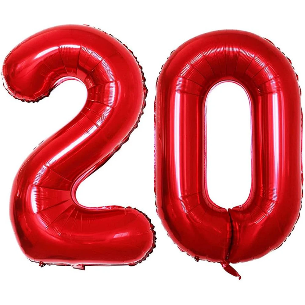 32 inch Red Number Balloon Giant Foil Helium Balloons for Women Men Birthday Anniversary New Year's Party Engagement Party Decor