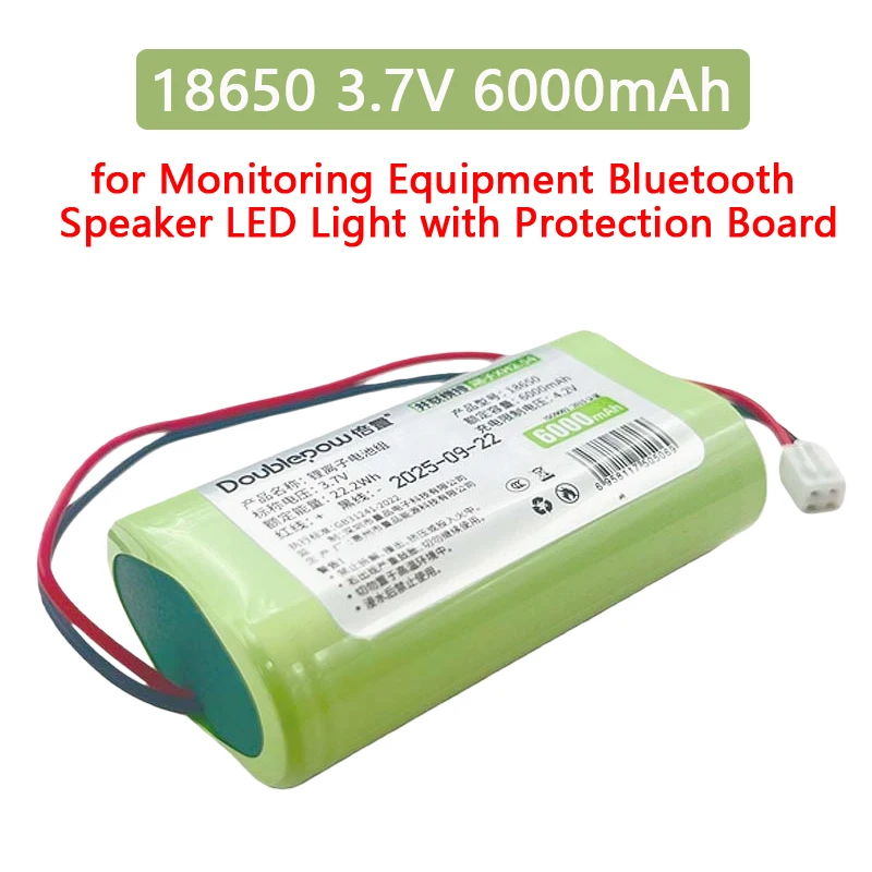

5 PCS 3.7V 18650 6000mAh Rechargeable Battery Pack for Monitoring Equipment Bluetooth Speaker LED Light with Protection Board