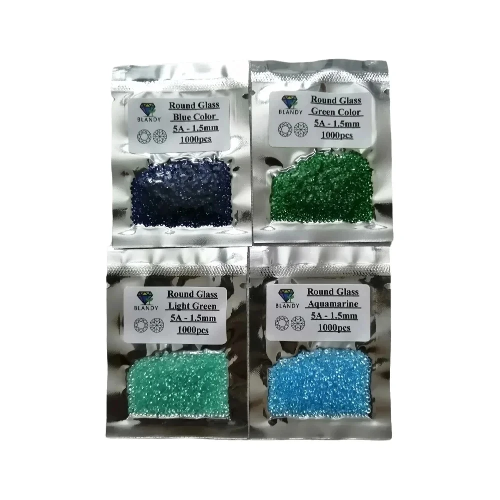 1000PCS/100PCS Round Cut Aquamarins Glass Stones 1.0-5.0mm Blue Red Green Synthetic Gems for DIY Jewelry Making