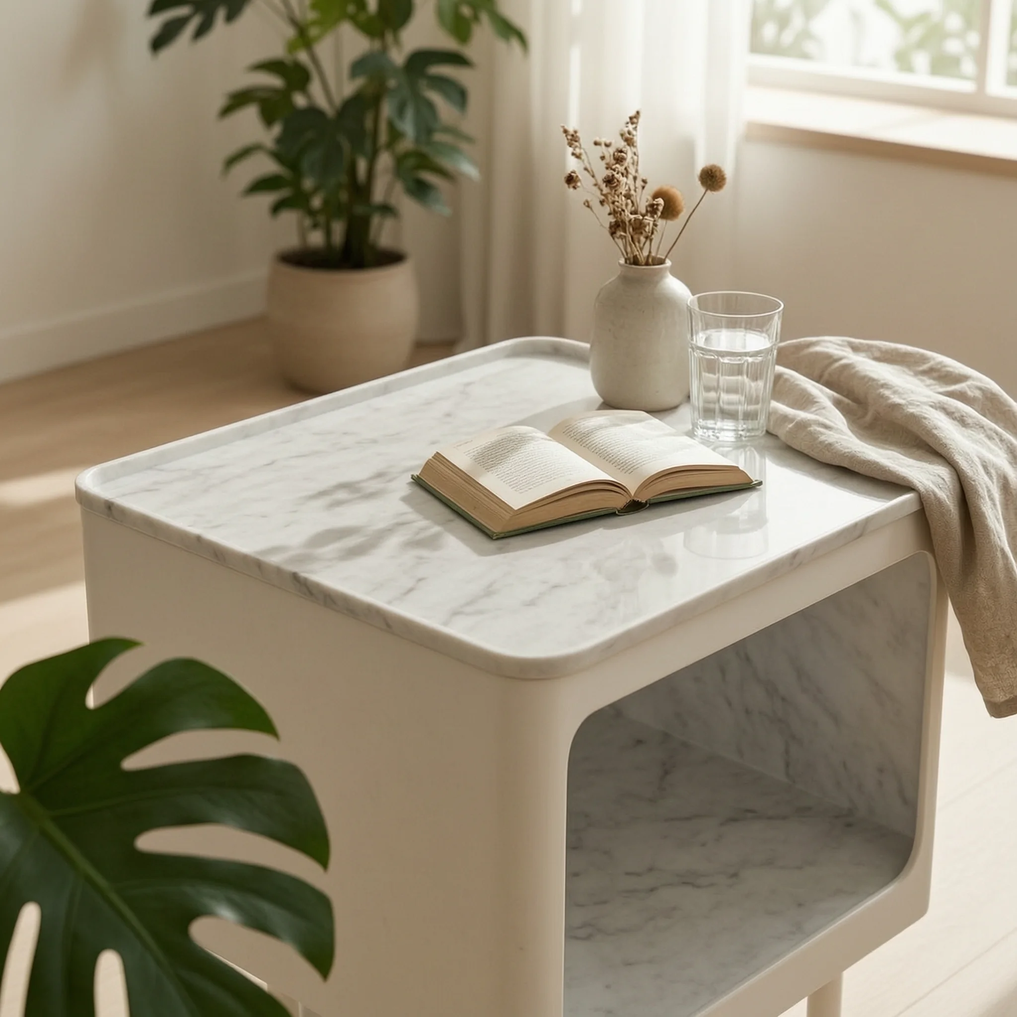 Nightstand with Light Minimalist Bedside Table with Shelf End Table with Open Shelf Ambient Furniture Cozy for Bedroom