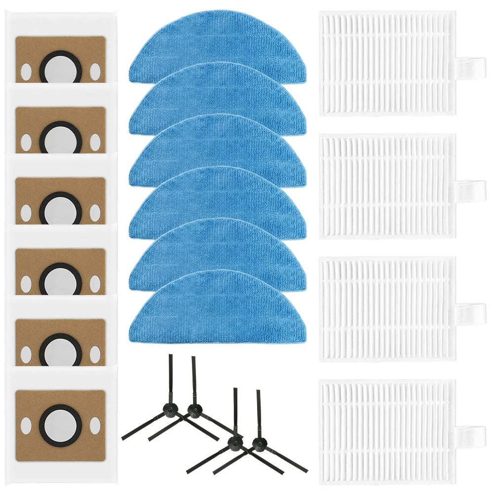 For ILIFE A30 for Pro Vacuum Mop Maintenance Parts Kit Featuring 4 Filters 6 Mop Cloths 6 Dust Bags 4 Side Brushes