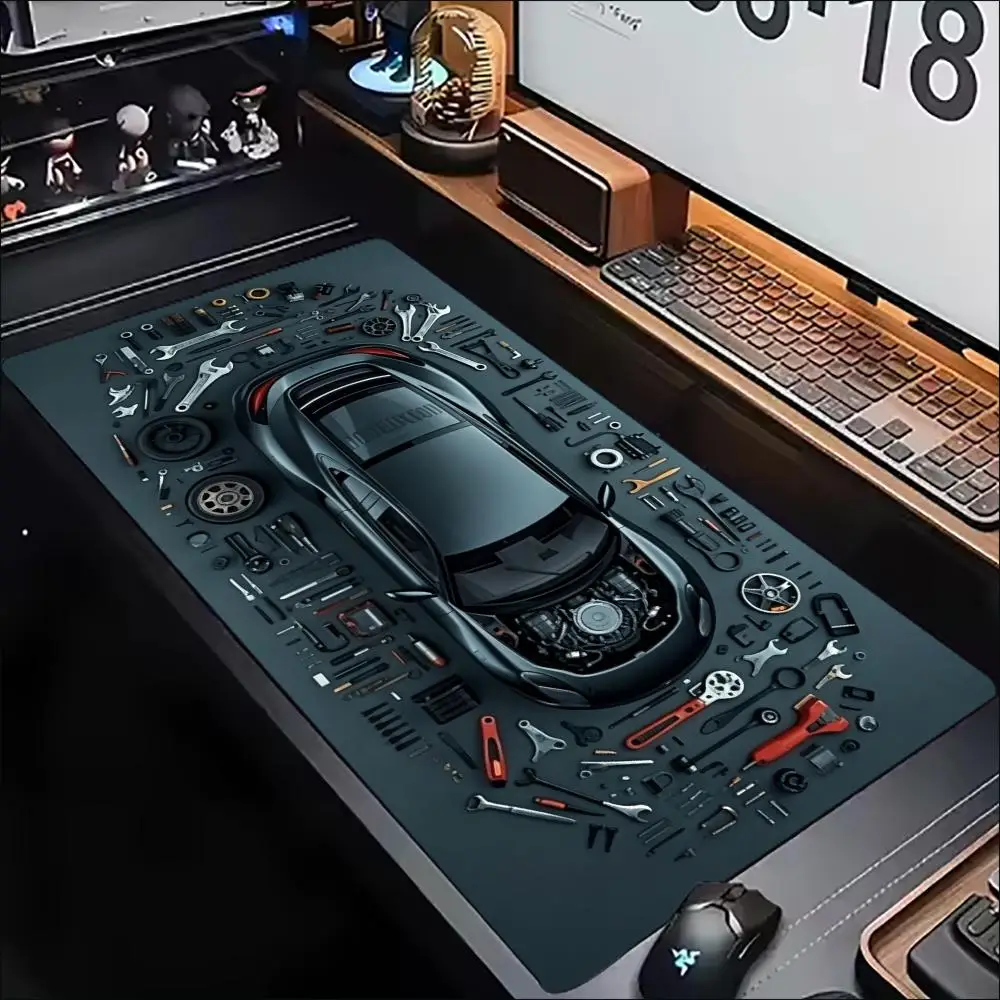Mechanical Sports Car Exploded View Large Gaming Mouse Pad Non Slip Rubber Desk Mat For Laptop Keyboard Home Office Desktop