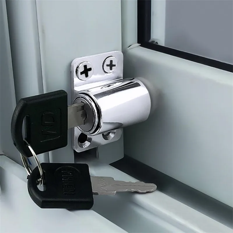 Sliding Window Patio Screw Door Lock Key Push Baby Child Safety Protection Antitheft Door Window Security Lock Catches Set