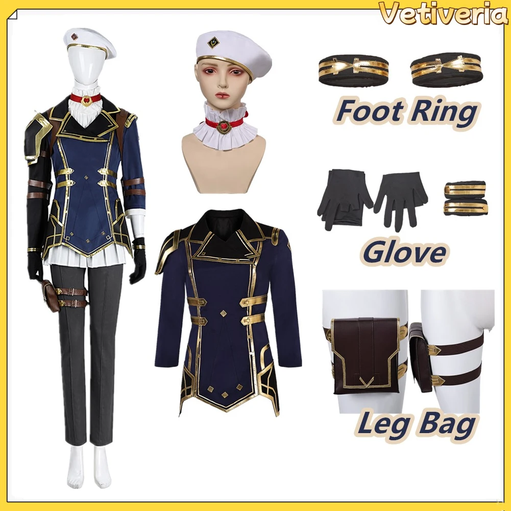 Halloween Arcane Cosplay Caitlyn Kiramman Disguise Game LoL Costume Women Roleplay Hat Coat Outfits Carnival Party Suit Props