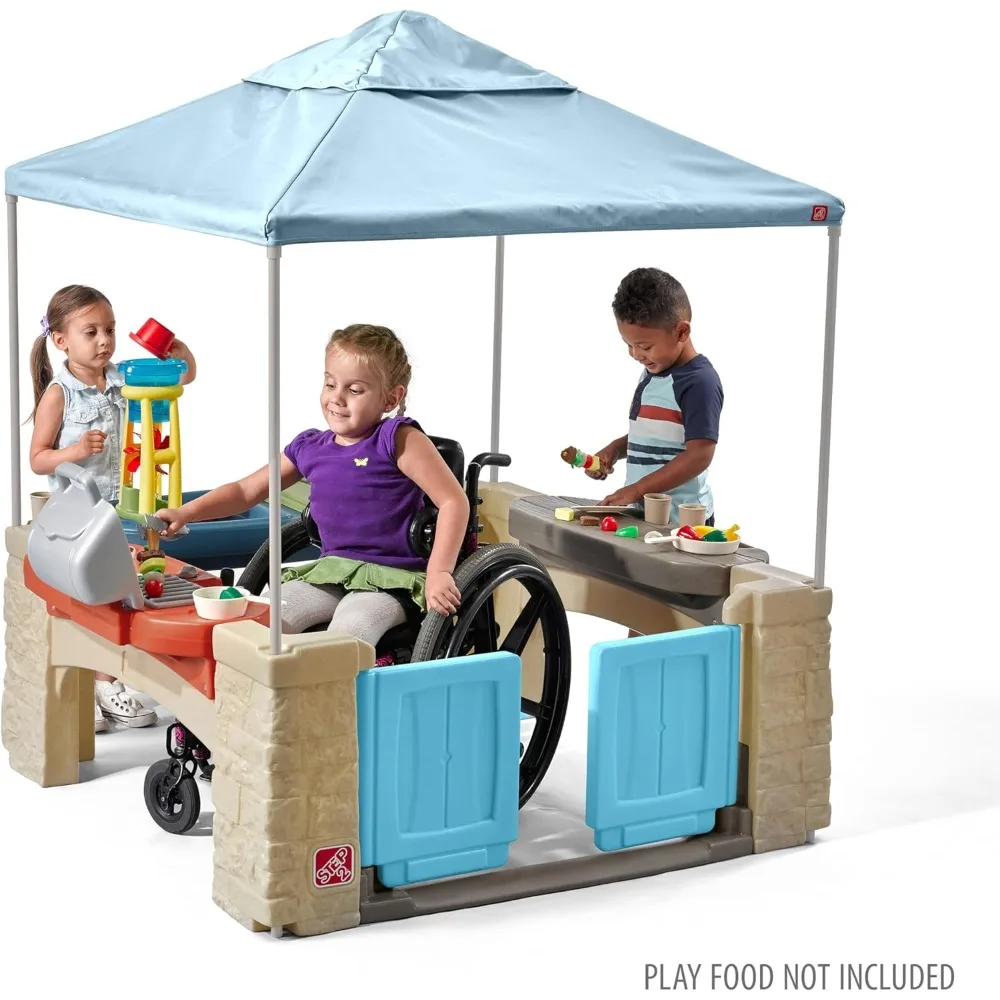 

All Around Playtime Patio Canopy Playset Outdoor Playhouse for Kids with Interactive Features Multiple Toddlers