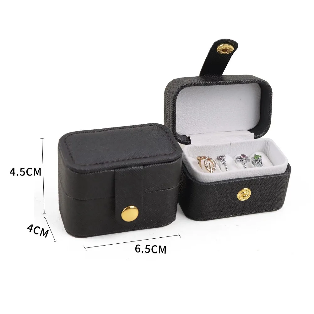 

New PU Leather Jewelry Box Organizer Mini Flip Cover Ring Earrings Holder Portable Jewelry Display Case Travel