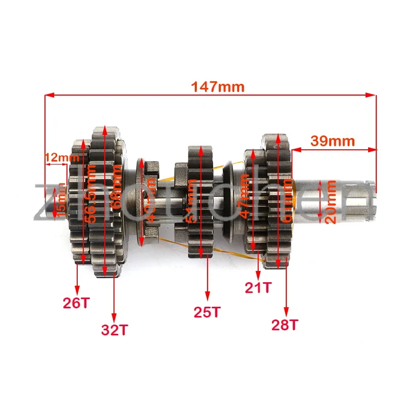 1 Reverse Gear Transmission Gear Box CB250 Main Counter Shaft 4 Front For Jinling EGL Loncin 250CC Water Cooled Engine ATV QUAD