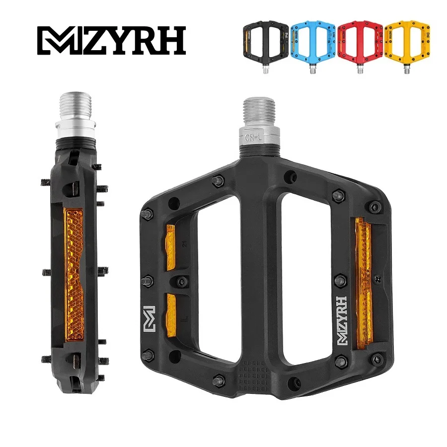 MZYRH Reflective Nylon 3 Bearing Bicycle Pedals Ultra-Light Anti-Slip Road MTB Bike Pedal Waterproof Bicycle Parts