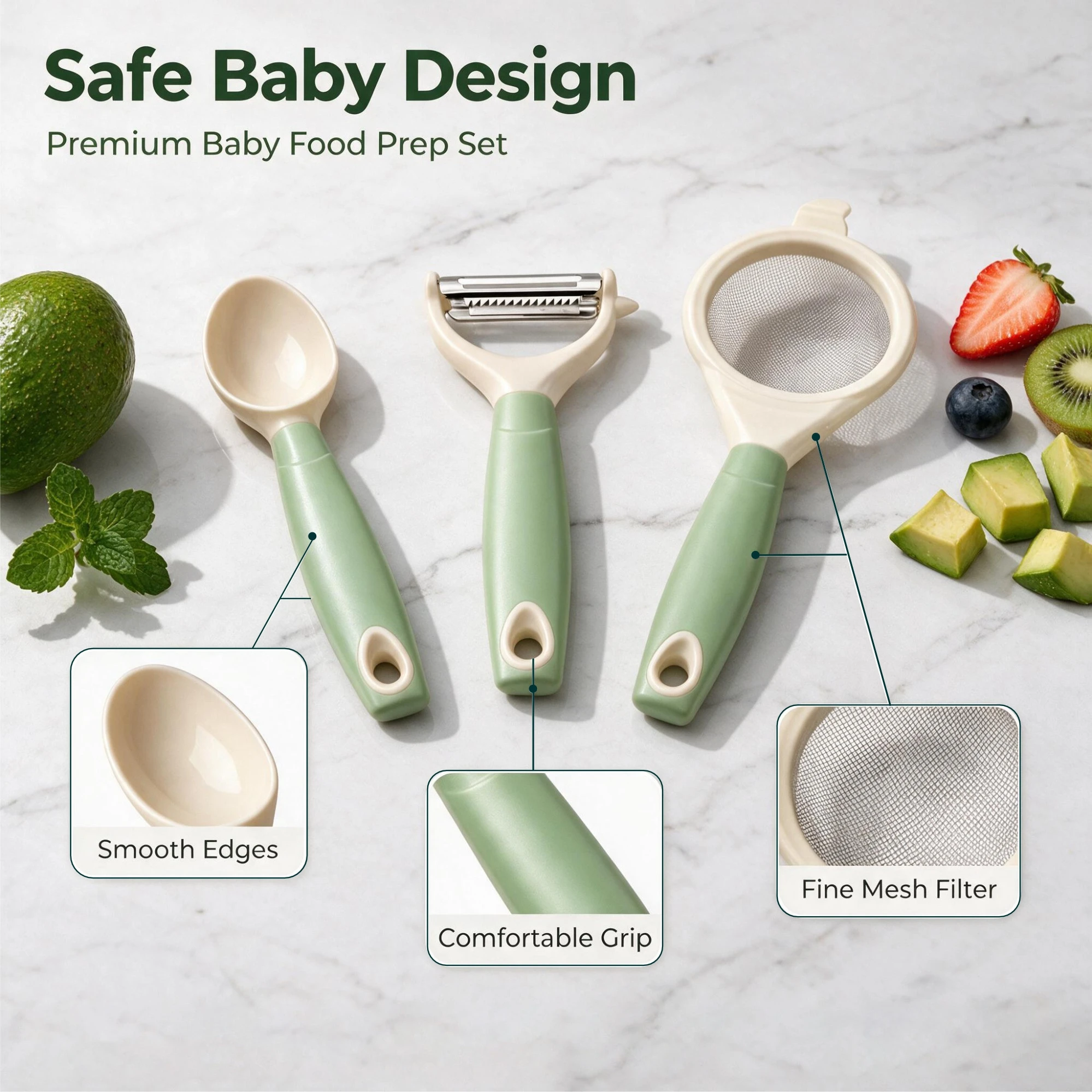 3PCS Baby Food Preparation Kit - Baby Food Strainer 评论和价格