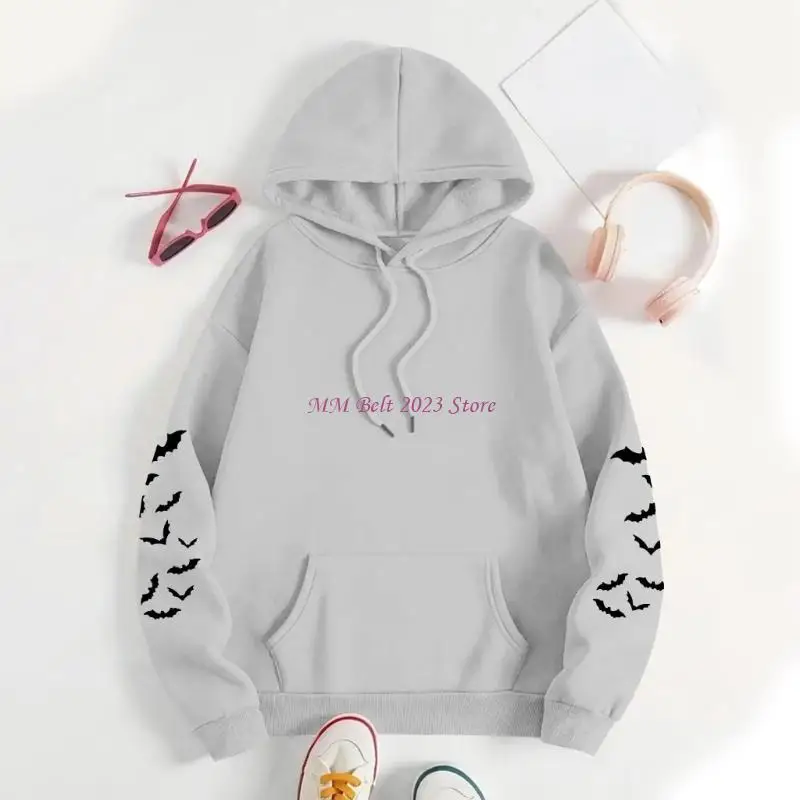 Áo nỉ 49me Halloween dành cho phụ nữ Hooded áo len quái quái đồ họa Bat đồ họa áo sơ mi đồ họa