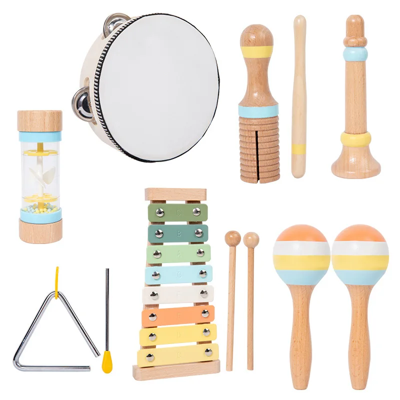 Orff-Conjunto de instrumentos para bebé, juguete educativo de música, desarrollo sensorial, coordinación mano-ojo para niños