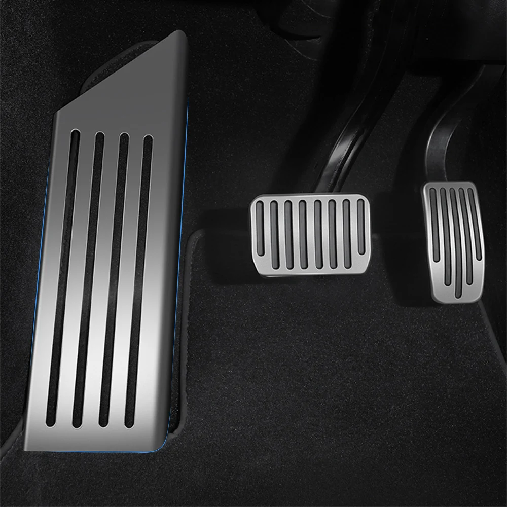 Car Foot Pedal Pads Covers for Tesla Model 3/Y 2017-2025 Aluminum Alloy + Non Slip Silicone Accelerator Brake Rest Pedal