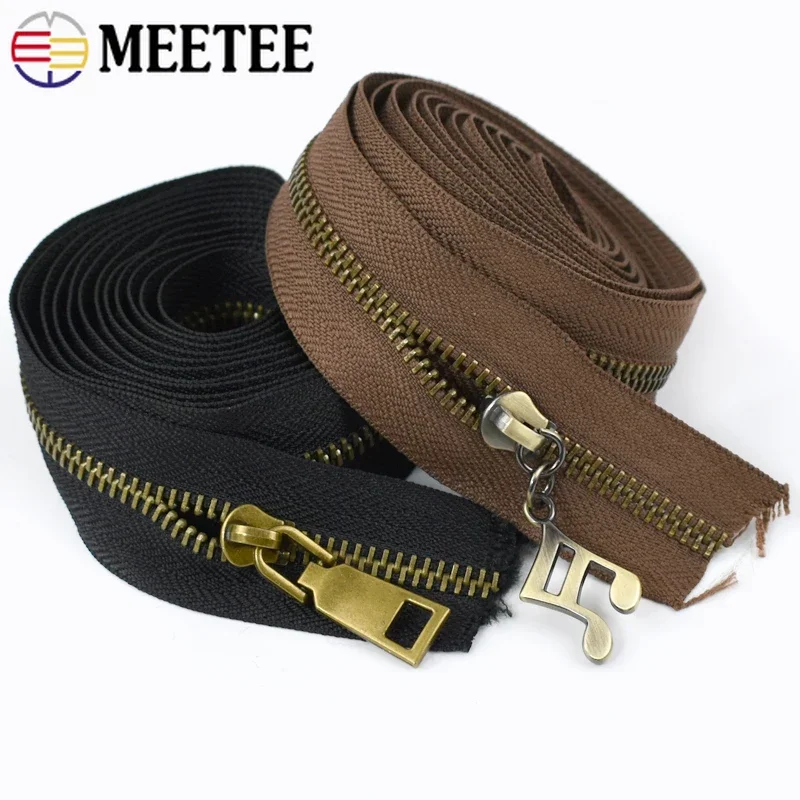 5/10Pcs Meetee 5# Bronze Zipper Slider Pull for Metal Zippers Sewing Bag Zips Puller Head Clothes Zip Repair Kit DIY Accessories